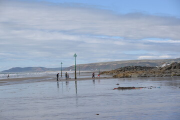 the beach groynes at Borth beach in ceredigion