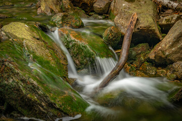 Plomnica creek near Karpacz town in spring soon morning