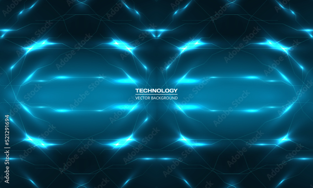 Aufkleber Abstract technology background. Digital technology background with blue lines and light rays effect. Ai tech futuristic virtual reality cyberspace background. Vector illustration