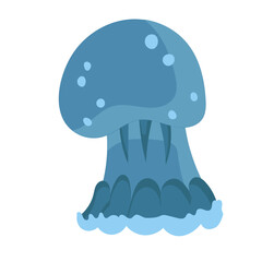 Jellyfish cartoon isolated medusa and biology jelly fish. Marine and water life animal vector illustration. Colorful exotic undersea wildlife with tentacle and sea nature icon