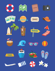 summer sticker set collections vector