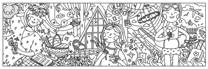 Obraz premium Summer coloring book