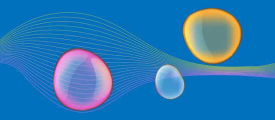 translucent bubbles and line abstraction. vector background