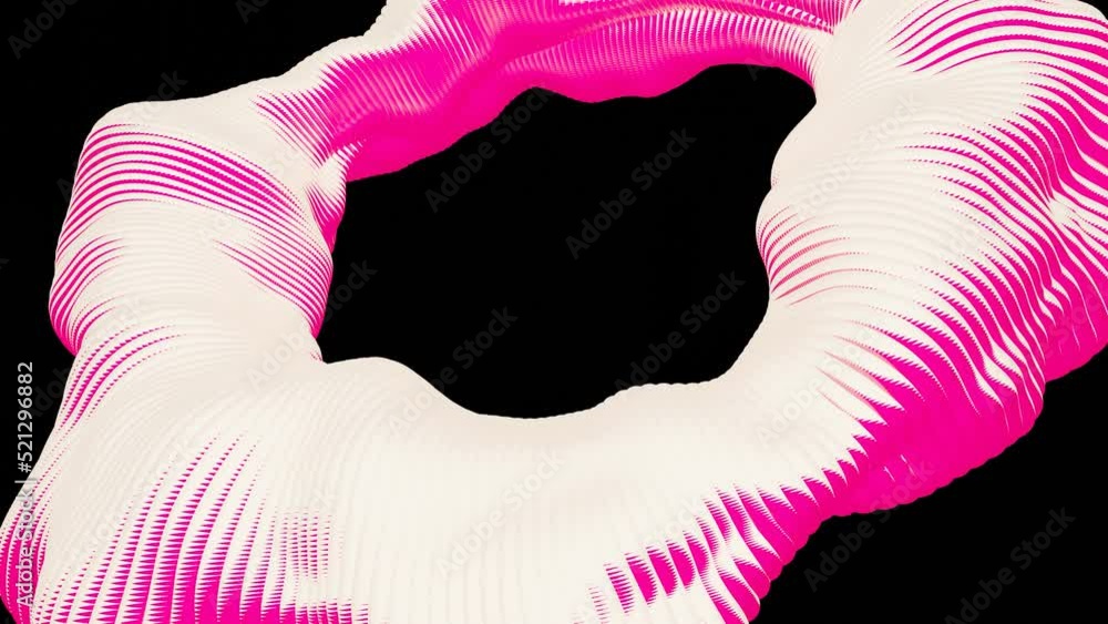 Poster a pink ring that blurs. design.a bright blob in the animation made of dense material and swaying in 