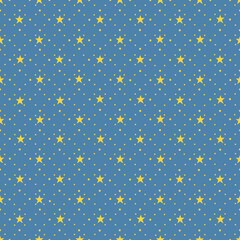 Seamless pattern with yellow stars on blue background - 521297635