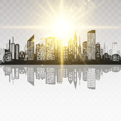 Vector city silhouette in a flat style. Modern urban landscape.vector illustration	