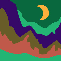 Trendy minimalist abstract landscape illustration. Hand drawn modern art poster for decor and print.
