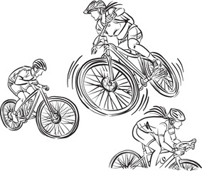 mountain  race bike extreme sport stroke brush image vector illustration