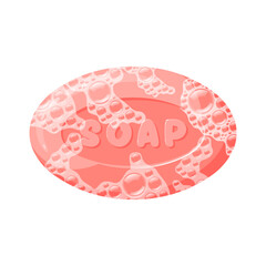 A piece of soap with foam isolated on a white background. Vector illustration.