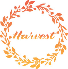 Fototapeta na wymiar Vector illustration of Harvest lettering label - with brunches and leaves