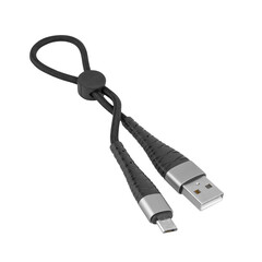 cable with USB and micro-USB connector, isolated on white background