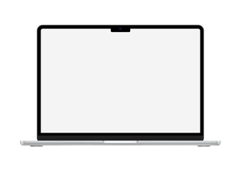 Macbook air silver with m2 chip laptop, gray empty screen notebook computer design vector.