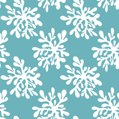Fototapeta premium Seamless floral pattern based on traditional folk art ornaments. Colorful flowers on color background. Scandinavian style. Sweden nordic style. Vector illustration. Simple minimalistic pattern