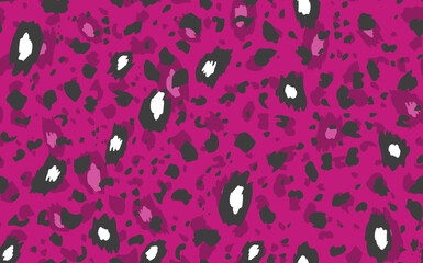Abstract modern leopard seamless pattern. Animals trendy background. Pink and black decorative vector stock illustration for print, card, postcard, fabric, textile. Modern ornament of stylized skin