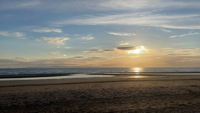 Landscape timelapse of sunset skies and beach in Ayr, Ayrshire