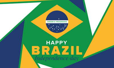 Brazil Independence Day. Happy national holiday. Freedom day. Celebrate annual in September 7. Brazil flag. Patriotic brazilian design. Poster, card, banner, template, background. Vector illustration