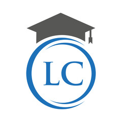 Letter LC Education Logo Concept With Educational Graduation Hat Vector Template