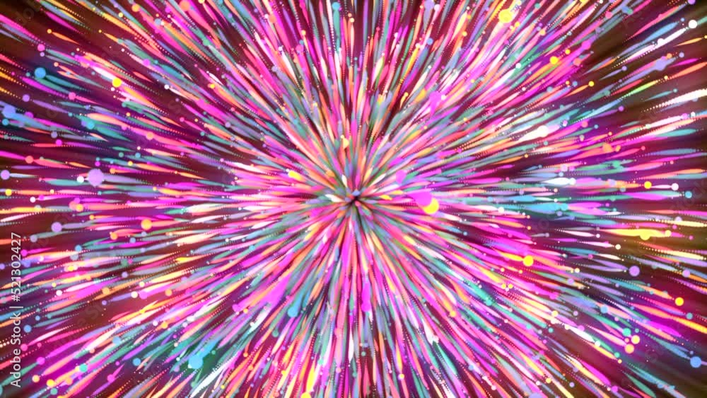 Poster colorful explosive flow with moving lines and particles. motion. luminous bright stream of energetic