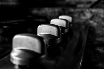 knobs of an electric hob in perspective
