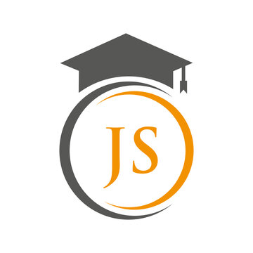 Letter JS Education Logo Concept With Educational Graduation Hat Vector Template