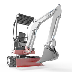 mini digger construction vehicle in white background cool view © DM7