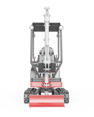mini digger construction vehicle in white background front view