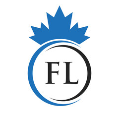 Letter FL Maple Leaf Logo Template Symbol Canadian Business, Company Logo Concept Vector Template