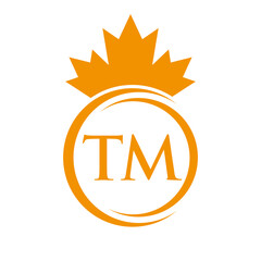 Letter TM Maple Leaf Logo Template Symbol Canadian Business, Company Logo Concept Vector Template