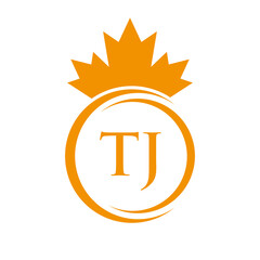 Letter TJ Maple Leaf Logo Template Symbol Canadian Business, Company Logo Concept Vector Template