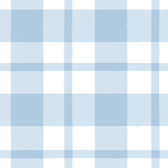 Blue Gingham seamless pattern. Watercolor plaid, tartan texture for spring picnic table cloth, shirts, wallpaper, blankets, paper. vector checkered summer strokes