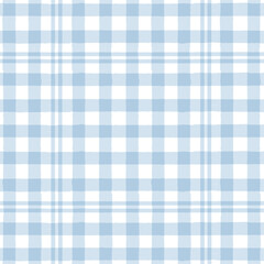 Blue Gingham seamless pattern. Watercolor plaid, tartan texture for spring picnic table cloth, shirts, wallpaper, blankets, paper. vector checkered summer strokes