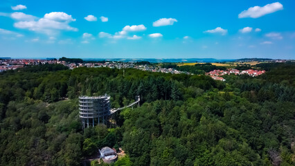 Ścieżka w koronach drzew Saarschleife, krajobraz, rzeka, charakter, woda, podróż © Jarekfoto