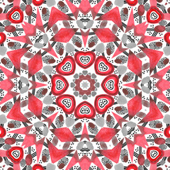 Abstract watercolor seamless pattern, cage, kaleidoscope