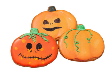 Gingerbread in the form of a pumpkin for Halloween. Halloween goodies.