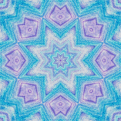 Abstract watercolor seamless pattern, cage, kaleidoscope