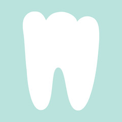 White shining tooth, concept whitening of human tooth. Teeth protection, tooth care dental medical vector icon. 