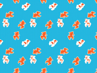 手描きのシームレスパターン、かわいい金魚