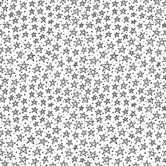 Seamless pattern with small doodle stars. Monochrome abstract vector texture with scattered stars and tiny dots. Seamless pattern for holidays, Christmas or Birthday. Cute cosmos ornament.
