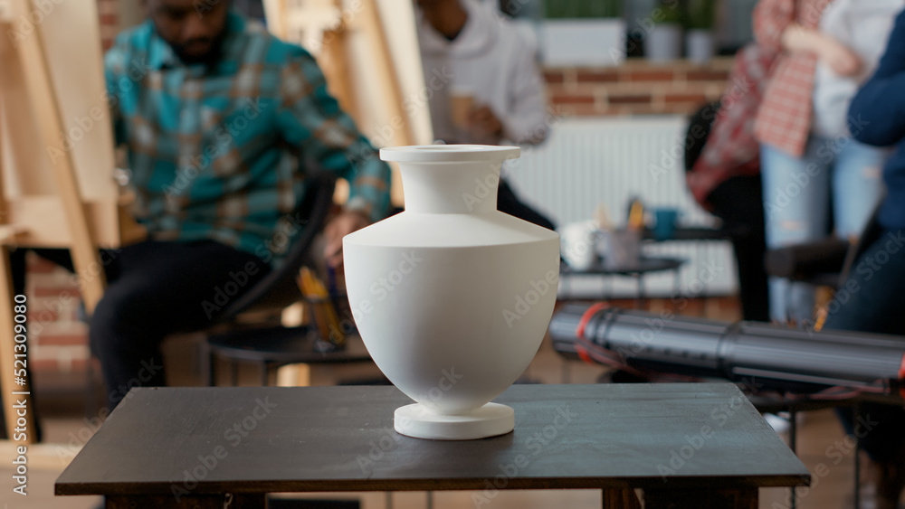 Fototapete vase model on table in front of art students to draw on canvas, using object as inspiration for mode