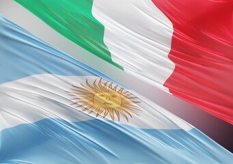 Abstract Argentina Flag, next to Italian Flag 3D Render(3D Artwork)