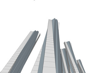Naklejka premium Abstract architecture drawing 3d illustration