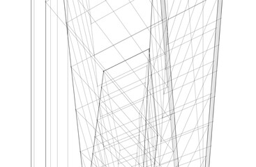 Abstract architecture drawing 3d illustration