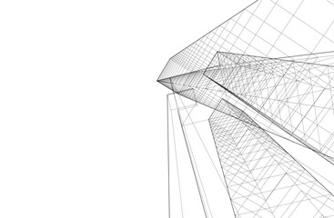 Fototapeta premium Abstract architecture drawing 3d illustration