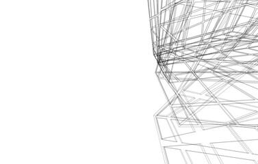 Abstract architecture drawing 3d illustration