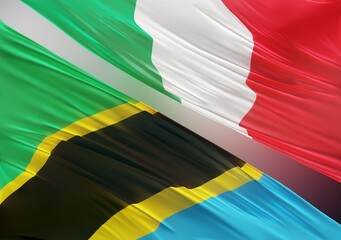 Abstract Tanzania Flag, next to Italian Flag 3D Render(3D Artwork)