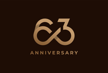 Number 63 Logo, Number 63 with infinity icon combination, can be used for birthday and business logo templates, flat design logo, vector illustration