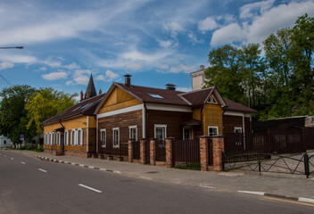 Old wooden house. Architecture and streets of the ancient city of Polotsk. Belarus