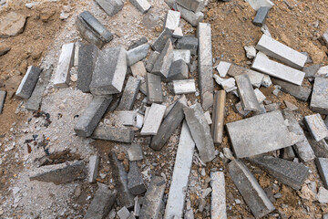 fragment of construction site sand and concrete