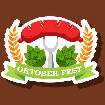 Oktoberfest Traditional Festival  Bavarian Sausage Sticker