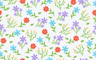 Fototapeta na wymiar Digital textile design flowers and leaves pattern for digital fabric printing
